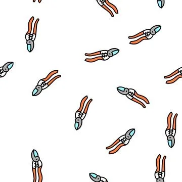Secateurs gardening tool vector seamless pattern Stock Illustration