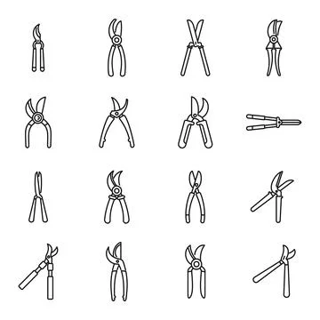 Secateurs icons set outline vector. Agriculture cut Stock Illustration