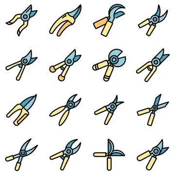 Secateurs icons set vector flat Illustrazione stock