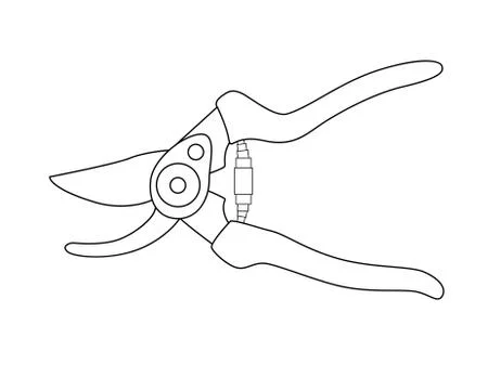 Secateurs - a tool for working in the garden - a vector linear picture Illustrazione stock
