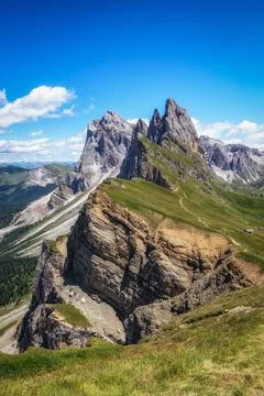 Seceda mountain peak Stock Photos
