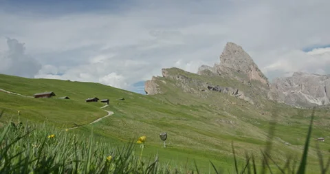 Seceda mountain ridge landscape in the dolomites Video stock 340781082