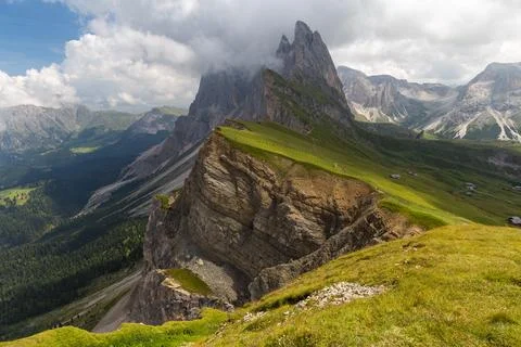 Seceda mountain in summer time Stock Photos
