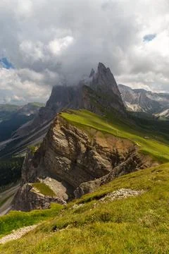 Seceda mountain in summer time Stockfoto's