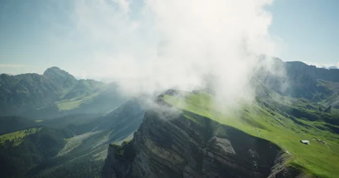 Seceda peak with clouds, Dolomites Alps, Italy Stock Footage 251654133