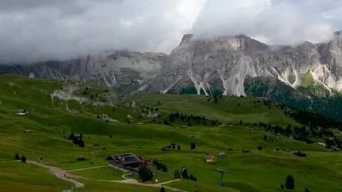 Seceda Plateau Timelapse with Fast Moving Clouds, Dolomites, Italy Stock Footage 342051939