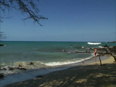 Secluded Bay and Surf Stock-Footage 22244534