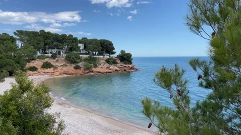 Secluded beach at ampolla, Spain Stock Footage 154576590