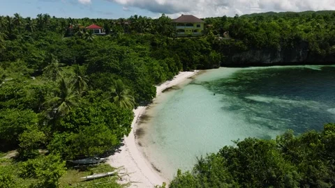Secluded beach with forest and house. Camotes, Philippines. Stock Footage 342834197