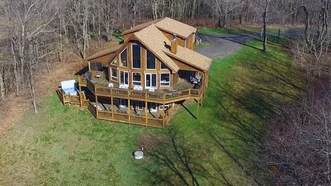 Secluded Cabin Drone in the Woods 2 Stock Footage 75017844