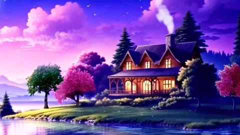 Secluded house by the river Stock Footage 254885555
