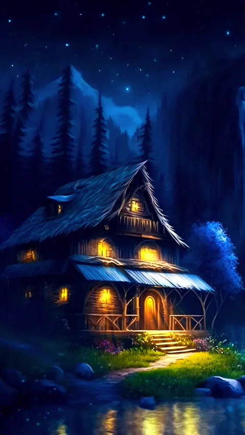 Secluded house by the river Stock Footage 254907832