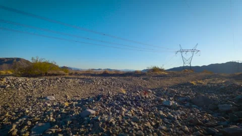 Secluded Nevada desert power lines Stock Footage 286316620