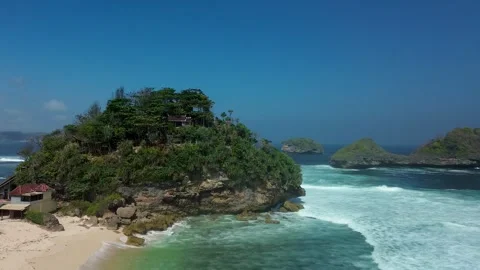 Secluded Shore at Goa Cina Beach Malang August 4 2026 Video stock 342350737