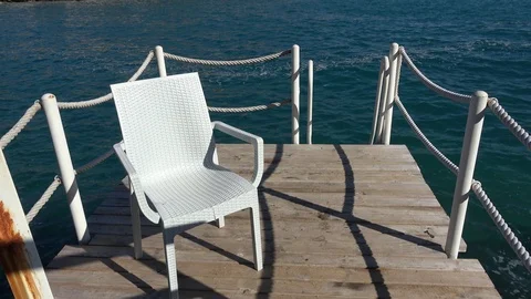Secluded swim platform and view on beautiful bay Stock Footage 123264289