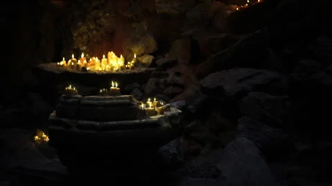 Secluded underground sanctuary softly glowing for heartfelt marriage proposal Stock Footage 342439173