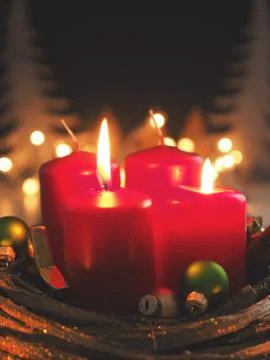 Second Advent candle burning Stock Photos