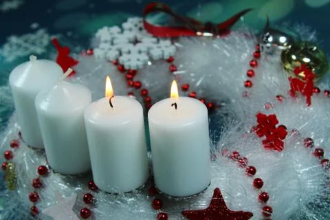Second Advent Sunday/ candles on an advent wreath Stock Photos