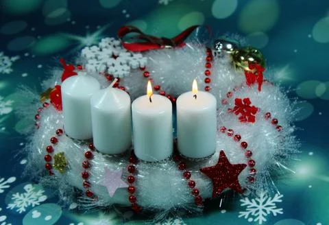 Second Advent Sunday/ candles on an advent wreath Stock Photos