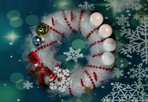 Second Advent Sunday/ candles on an advent wreath Stock Photos