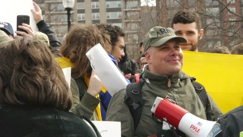 Second Amendment Pro Gun Rights Supporters With Bullhorn Video stock 87661426