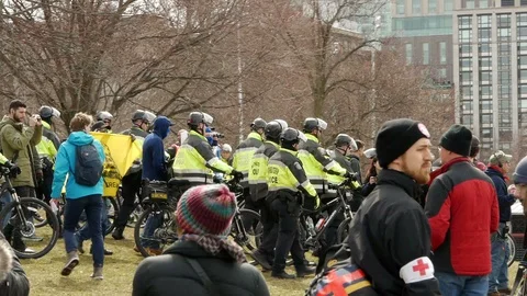 Second Amendment Supporters Escorted by Boston Police Stock Footage 87652042
