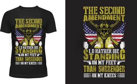 Second Amendment Warrior – Skull T-Shirt Design with Rifles Stock Illustration
