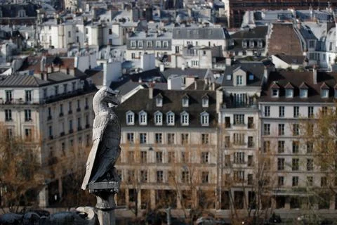 Second anniversary of the Notre-Dame de Paris Cathedral blaze, France - 15 Apr 2 스톡 사진