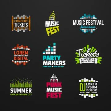 Second big set music equalizer logotype vector elements Stock Illustration