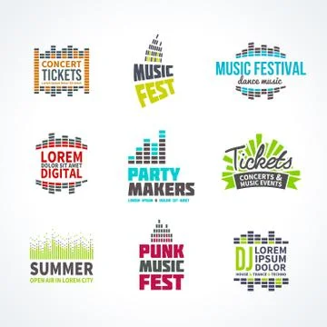 Second big set music equalizer emblem vector elements 스톡 일러스트
