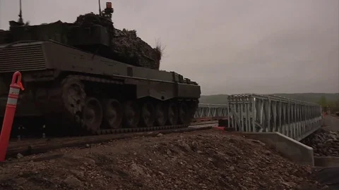 Second Canadian Mechanized Group crosses bridge, Exercise Maple Resolve 17 Stock Footage 75830096