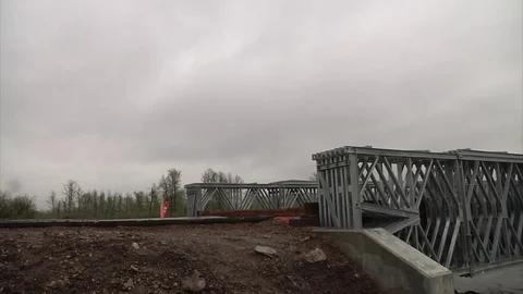 Second Canadian Mechanized Group crosses bridge, Exercise Maple Resolve 17 Stock Footage 75830242