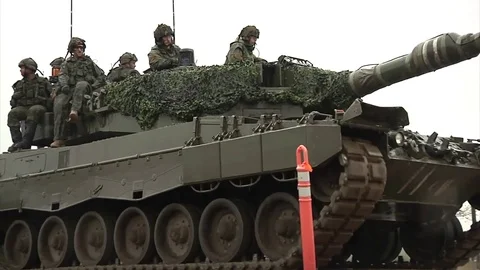 Second Canadian Mechanized Group crosses bridge, Exercise Maple Resolve 17 Stock Footage 75830258
