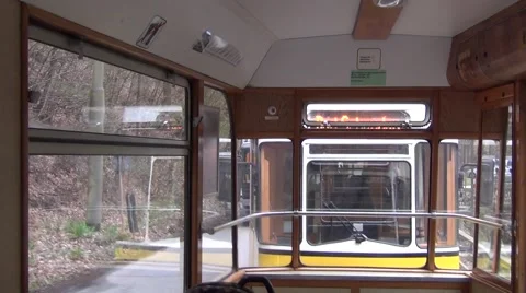 The second car's frontal platform from inside during a ride Stock Footage 64908041