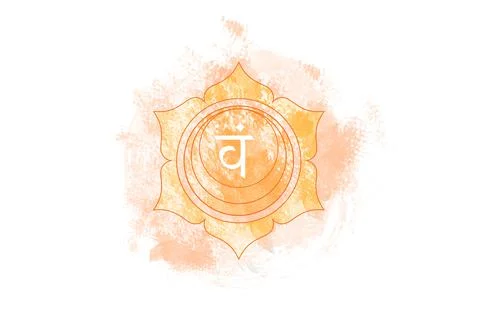 Second chakra of Swadhisthana, Sacral chakra logo template in watercolor style Stock-Illustration