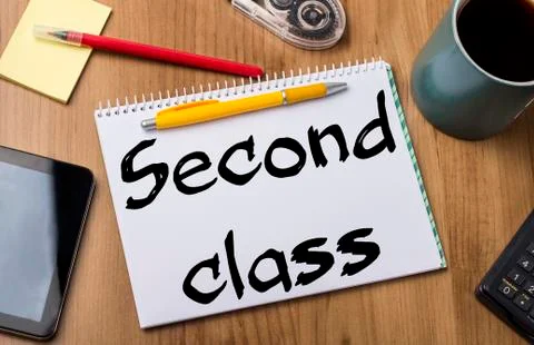 Second class - Note Pad With Text Stock Photos