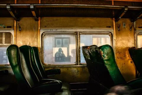 Second class in The Patagonian train in the deepest Argentina. Stock Photos