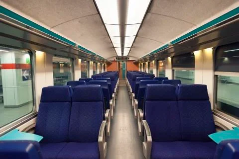 Second class wagon interior Stock Photos