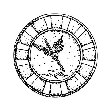 Second clock sketch hand drawn vector Stock Illustration