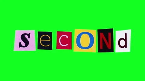 Second Colorful neon lettering, Bright neon style letters with textured paper Stock Footage 343945084