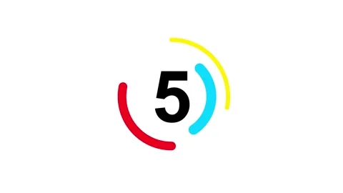 Second countdown with circle animation, countdown 6 to 0 on a white backgroun Stock Footage 331947676