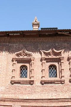Second floor with latticed windows. Stock Photos