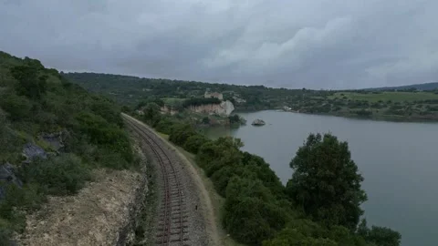 Second of four videos about panoramic view of a lake and a church on an islet Video stock 246585621