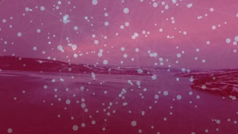 Second frame fading network overlay pulsing nodes, lines visualizing Stock Footage 312003982