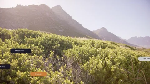 Second frame opening camera sliding while info badges appearing over scrub Stock Footage 334203077