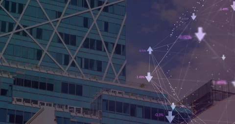 Second frame starting overlay fading in, nodes shifting arrows and percentages Stock Footage 311586056