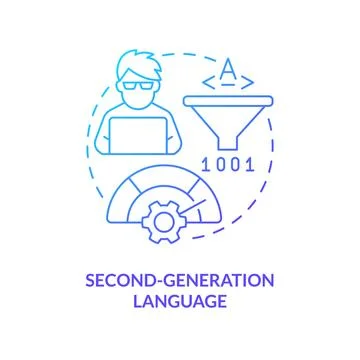Second-generation programming language blue gradient concept icon Illustrazione stock