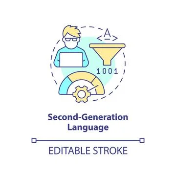 Second-generation programming language concept icon Stockillustratie