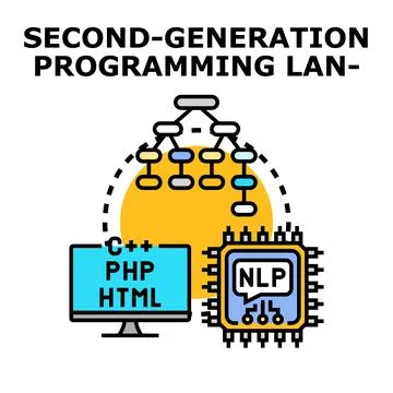 Second generation programming language concept 스톡 일러스트