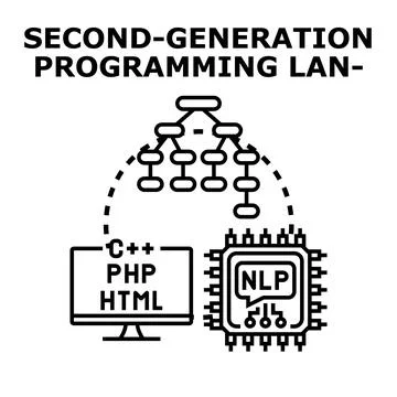 Second generation programming language concept Stock Illustration